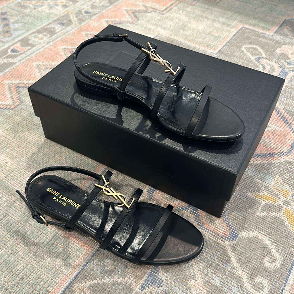 Ysl Cassandra Calfskin Slingback Sandals